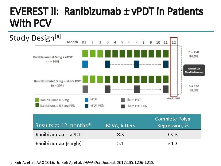 EVEREST II: Ranibizumab ± v. PDT in Patients With PCV Study Design[a] BCVA, letters