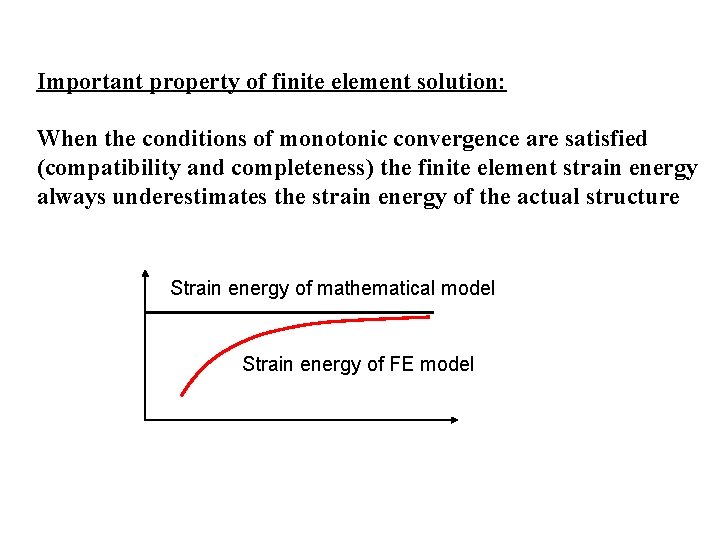 Important property of finite element solution: When the conditions of monotonic convergence are satisfied