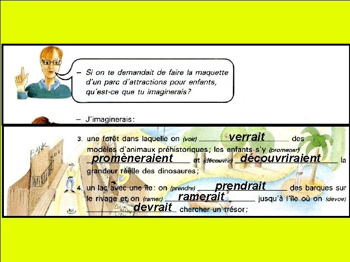 verrait promèneraient devrait découvriraient prendrait ramerait 