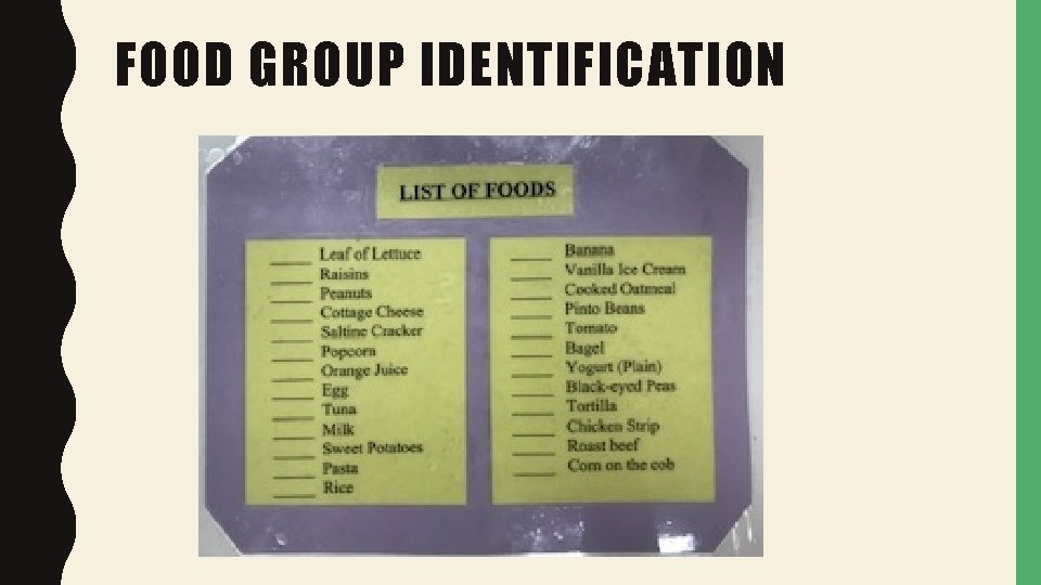 FOOD GROUP IDENTIFICATION 