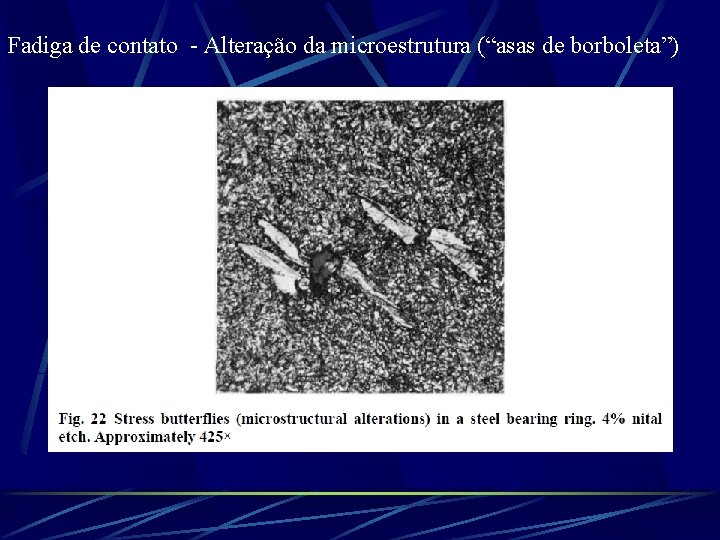 Fadiga de contato - Alteração da microestrutura (“asas de borboleta”) 