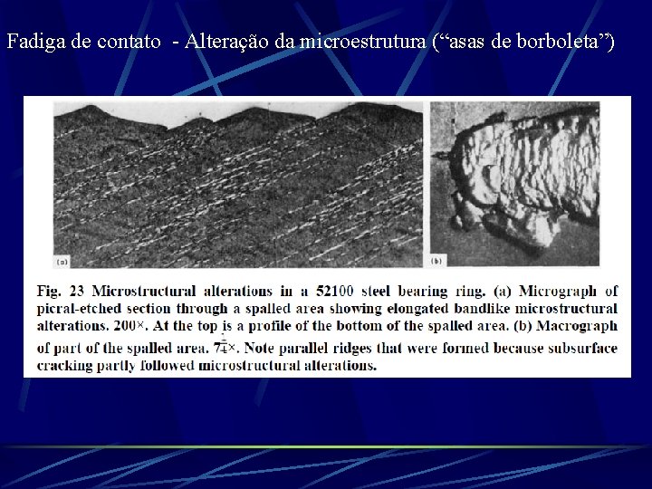 Fadiga de contato - Alteração da microestrutura (“asas de borboleta”) 