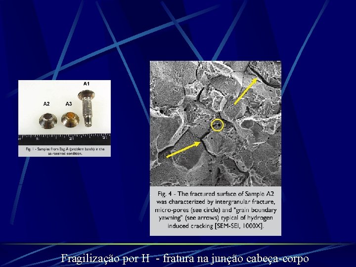 Fragilização por H - fratura na junção cabeça-corpo 