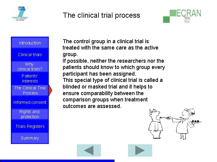 The clinical trial process Introduction Clinical trials Why clinical trials? Patients‘ interests The Clinical