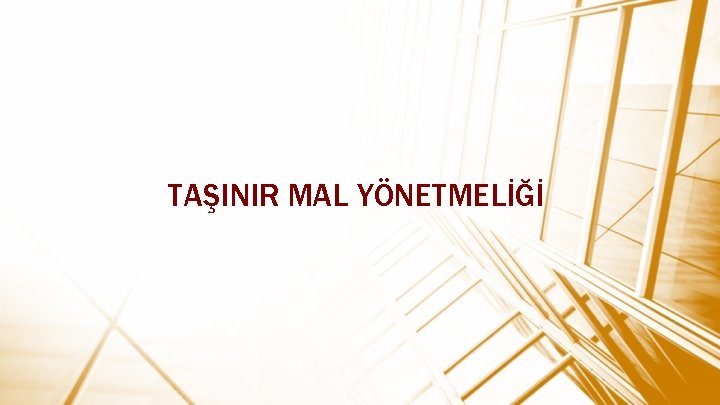 TAŞINIR MAL YÖNETMELİĞİ TAŞINIR MAL YÖNETMELİĞİ