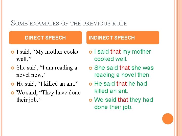 Being Direct Examples B A I SEM ENGLISH GRAMMAR EXERCISES DIRECT
