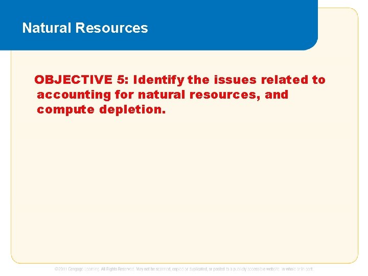 Natural Resources OBJECTIVE 5: Identify the issues related to accounting for natural resources, and