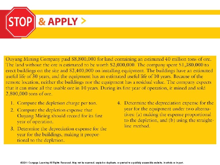 © 2011 Cengage Learning All Rights Reserved. May not be scanned, copied or duplicate,