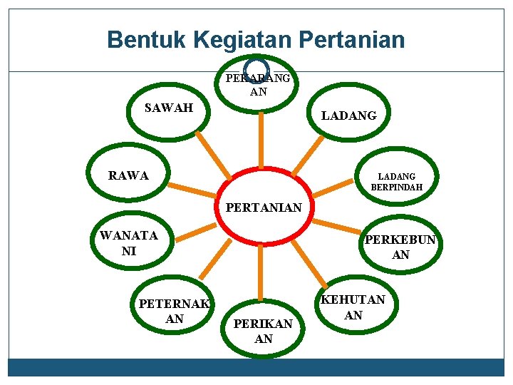 Bentuk Kegiatan Pertanian PEKARANG AN SAWAH LADANG RAWA LADANG BERPINDAH PERTANIAN WANATA NI PETERNAK