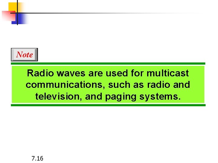Note Radio waves are used for multicast communications, such as radio and television, and Note Radio waves are used for multicast communications, such as radio and television, and