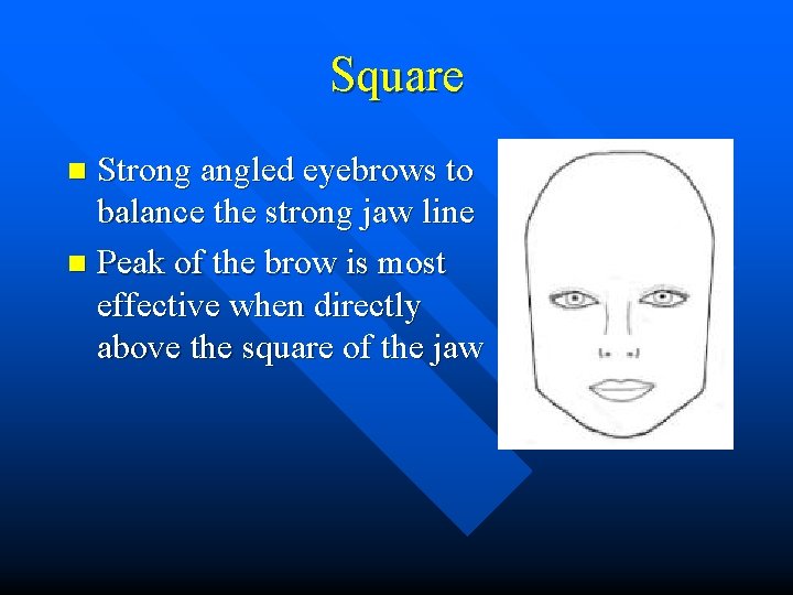 Square Strong angled eyebrows to balance the strong jaw line n Peak of the