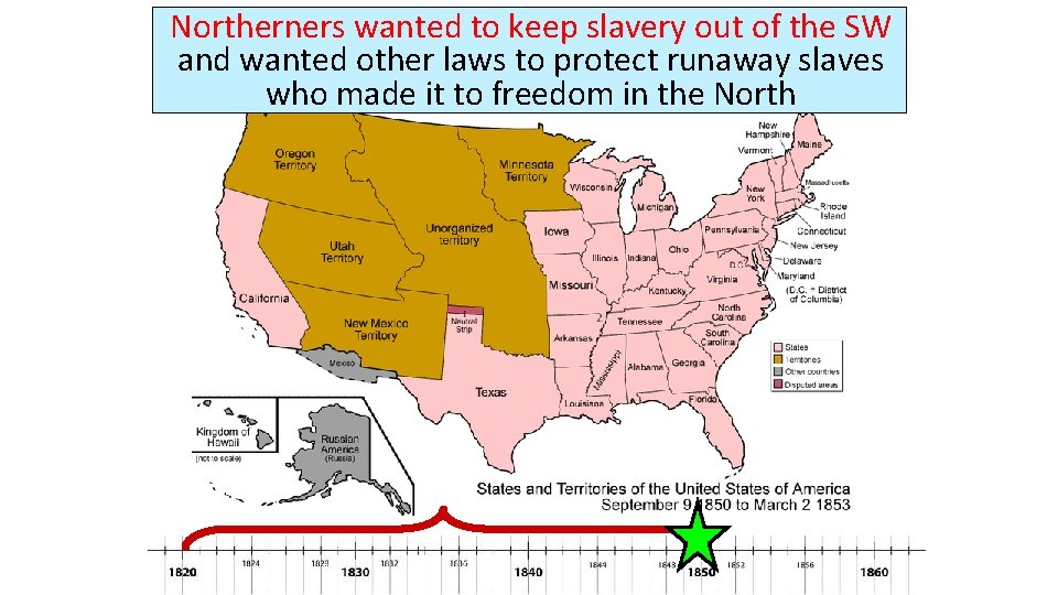 Northerners wanted to keep slavery out of the SW and wanted other laws to