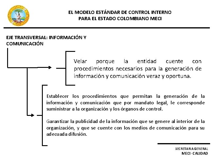 EL MODELO ESTÁNDAR DE CONTROL INTERNO PARA EL ESTADO COLOMBIANO MECI EJE TRANSVERSAL: INFORMACIÓN
