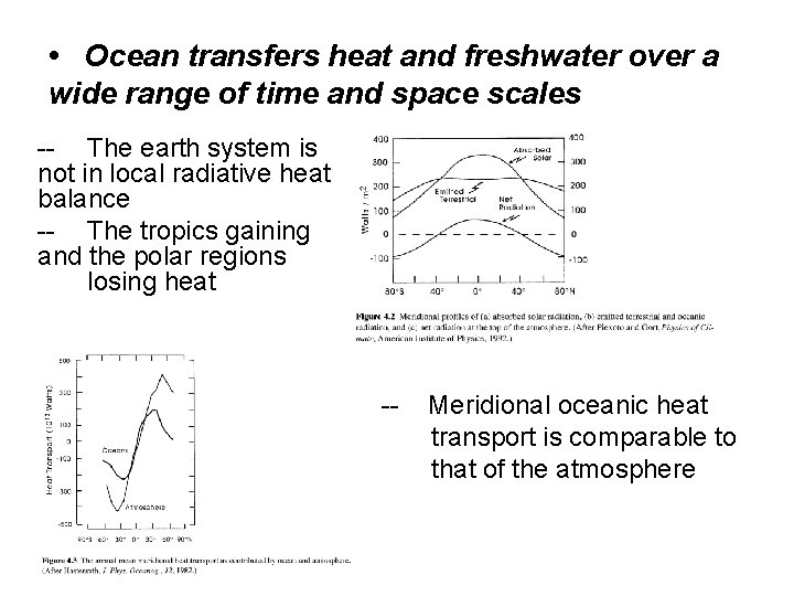  • Ocean transfers heat and freshwater over a wide range of time and