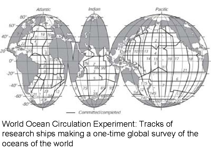World Ocean Circulation Experiment: Tracks of research ships making a one-time global survey of