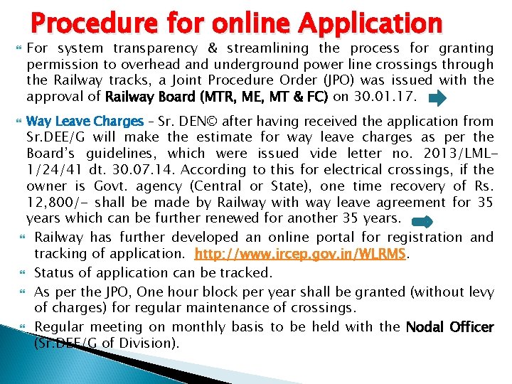  Procedure for online Application For system transparency & streamlining the process for granting