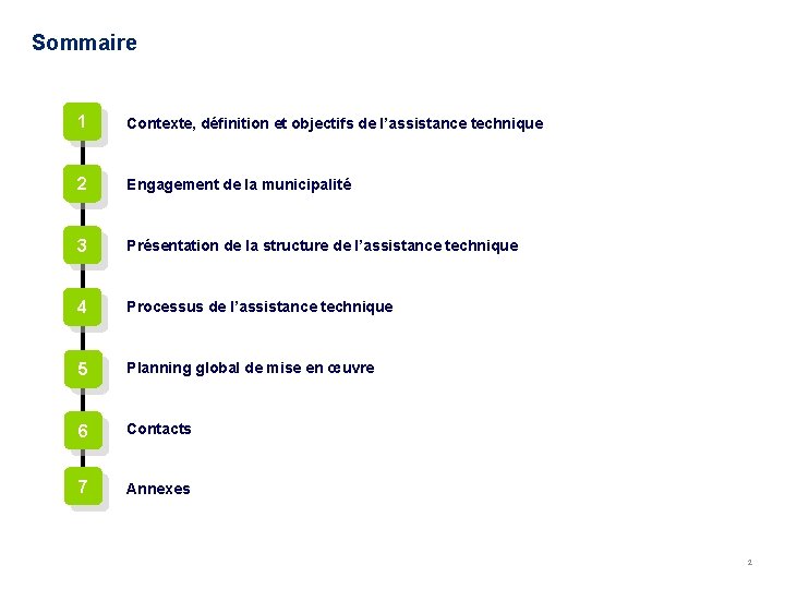 Sommaire 1 Contexte, définition et objectifs de l’assistance technique 2 Engagement de la municipalité