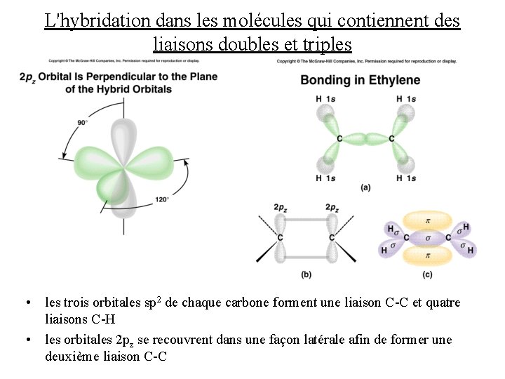 L'hybridation dans les molécules qui contiennent des liaisons doubles et triples • les trois