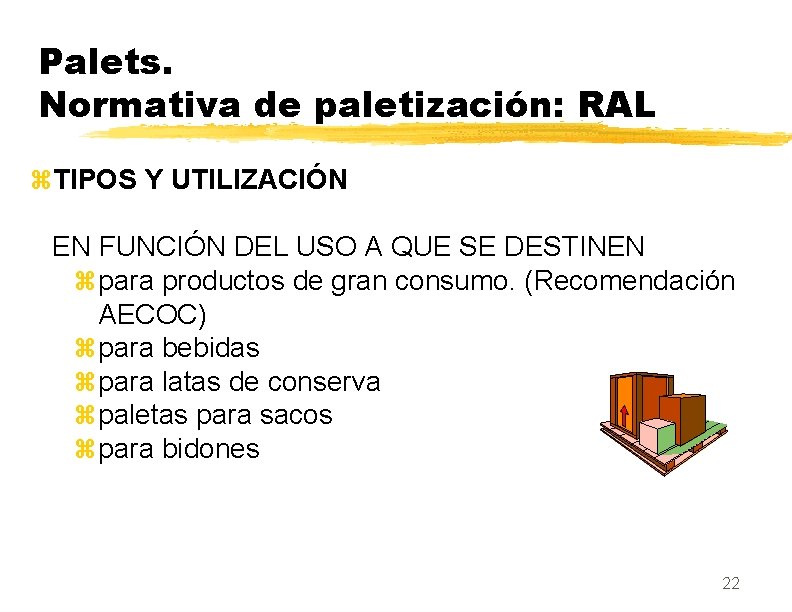 Palets. Normativa de paletización: RAL z. TIPOS Y UTILIZACIÓN EN FUNCIÓN DEL USO A