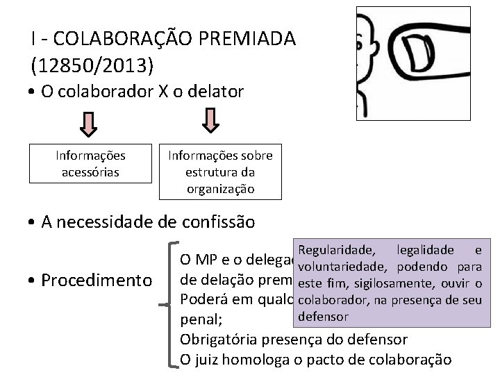 I - COLABORAÇÃO PREMIADA (12850/2013) • O colaborador X o delator Informações acessórias Informações
