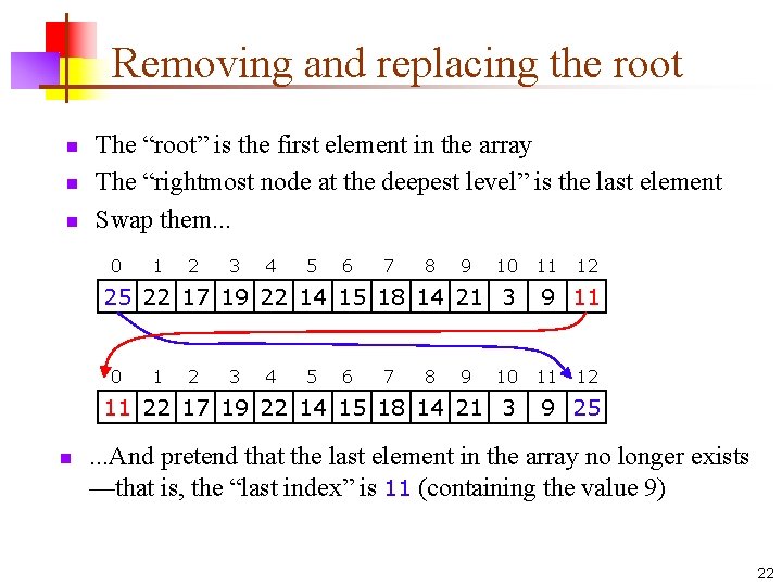 Removing and replacing the root n n n The “root” is the first element