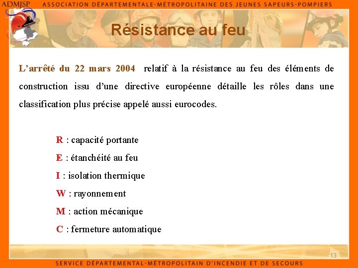Résistance au feu L’arrêté du 22 mars 2004 relatif à la résistance au feu