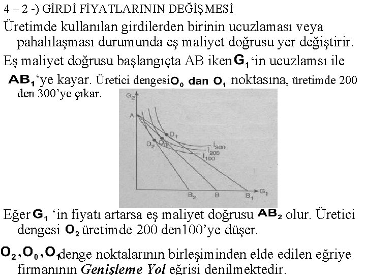 4 – 2 -) GİRDİ FİYATLARININ DEĞİŞMESİ Üretimde kullanılan girdilerden birinin ucuzlaması veya pahalılaşması