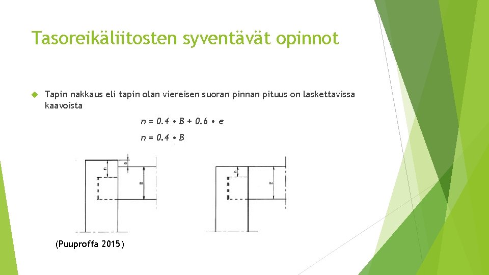 Tasoreikäliitosten syventävät opinnot Tapin nakkaus eli tapin olan viereisen suoran pinnan pituus on laskettavissa