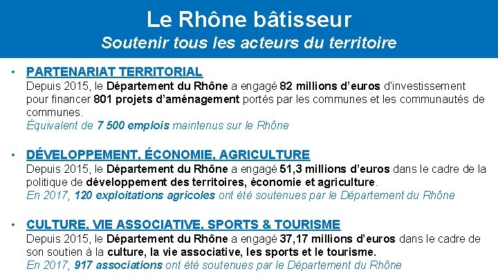 Le Rhône bâtisseur Soutenir tous les acteurs du territoire • PARTENARIAT TERRITORIAL Depuis 2015,