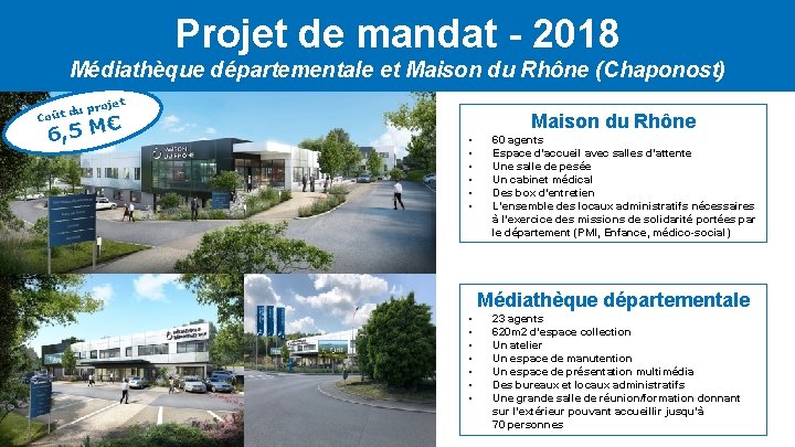 Projet de mandat - 2018 Médiathèque départementale et Maison du Rhône (Chaponost) Coût t