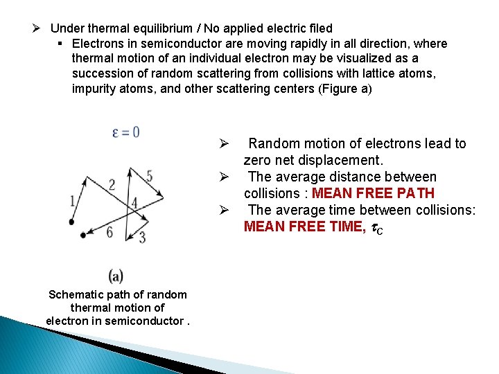 Ø Under thermal equilibrium / No applied electric filed § Electrons in semiconductor are