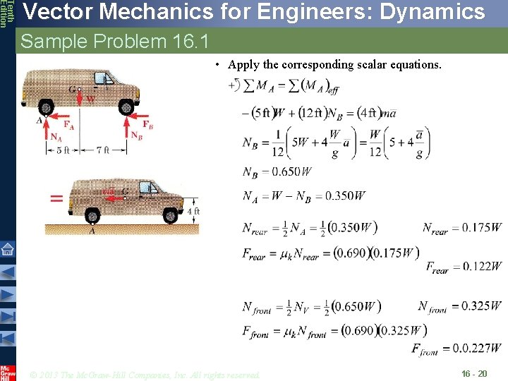 Tenth Edition Vector Mechanics for Engineers: Dynamics Sample Problem 16. 1 • Apply the