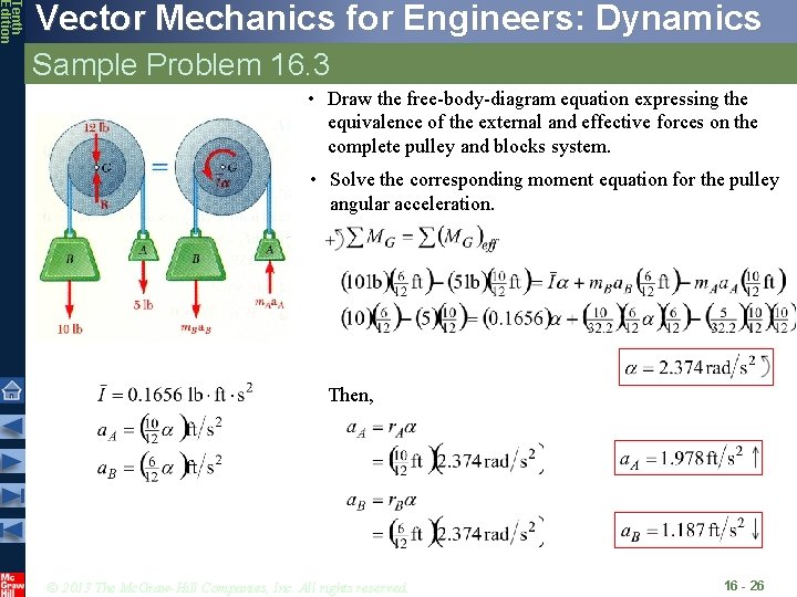 Tenth Edition Vector Mechanics for Engineers: Dynamics Sample Problem 16. 3 • Draw the