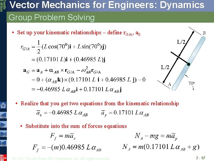Tenth Edition Vector Mechanics for Engineers: Dynamics Group Problem Solving • Set up your