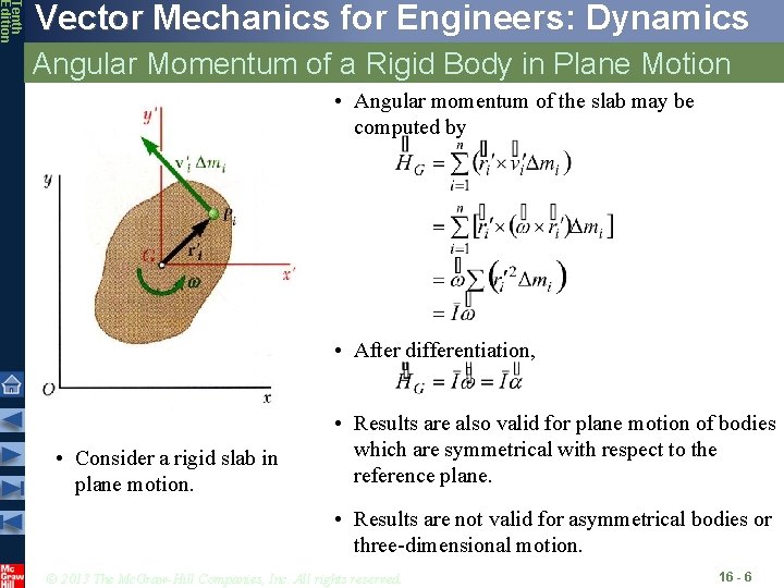 Tenth Edition Vector Mechanics for Engineers: Dynamics Angular Momentum of a Rigid Body in