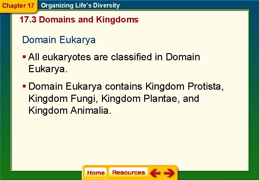 Chapter 17 Organizing Life’s Diversity 17. 3 Domains and Kingdoms Domain Eukarya § All Chapter 17 Organizing Life’s Diversity 17. 3 Domains and Kingdoms Domain Eukarya § All