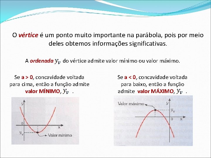 O vértice é um ponto muito importante na parábola, pois por meio deles obtemos