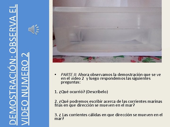 DEMOSTRACIÓN: OBSERVA EL VIDEO NUMERO 2 • PARTE II: Ahora observamos la demostración que