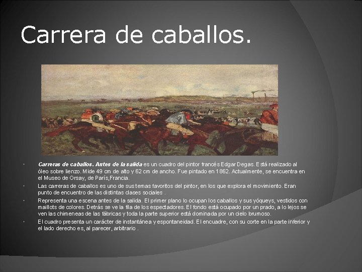 Carrera de caballos. Carreras de caballos. Antes de la salida es un cuadro del