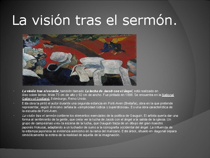 La visión tras el sermón. La visión tras el sermón, también llamado La lucha