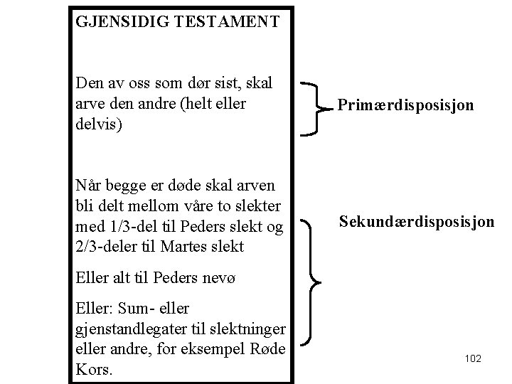 GJENSIDIG TESTAMENT Den av oss som dør sist, skal arve den andre (helt eller