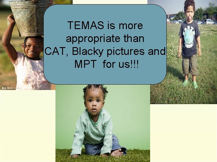 TEMAS is more appropriate than CAT, Blacky pictures and MPT for us!!! 