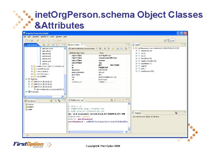 inet. Org. Person. schema Object Classes &Attributes Copyright © First Option 2008 