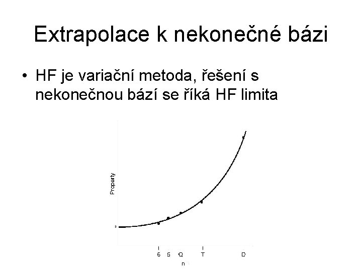 Extrapolace k nekonečné bázi • HF je variační metoda, řešení s nekonečnou bází se