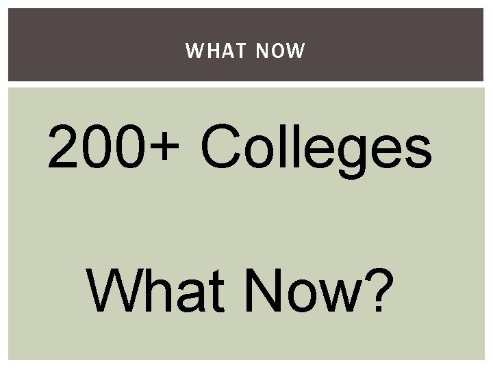 WHAT NOW 200+ Colleges What Now? 