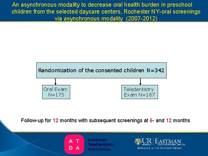 An asynchronous modality to decrease oral health burden in preschool children from the selected