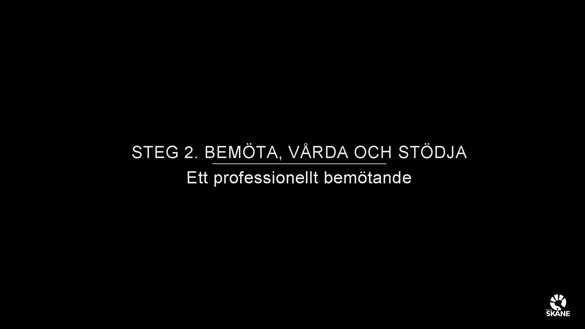 STEG 2. BEMÖTA, VÅRDA OCH STÖDJA Ett professionellt bemötande 