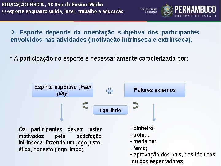 EDUCAÇÃO FÍSICA , 1º Ano do Ensino Médio O esporte enquanto saúde, lazer, trabalho