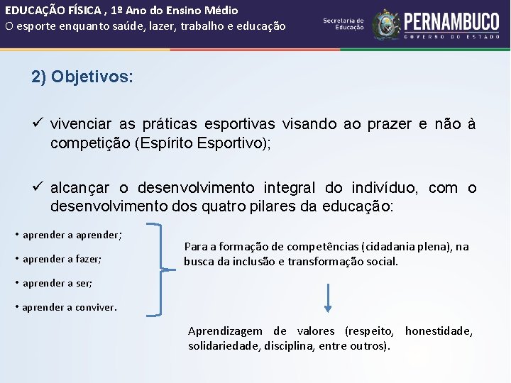 EDUCAÇÃO FÍSICA , 1º Ano do Ensino Médio O esporte enquanto saúde, lazer, trabalho