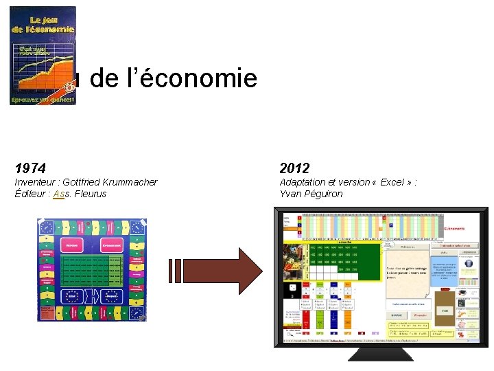 Jeu de l’économie 1974 2012 Inventeur : Gottfried Krummacher Éditeur : Ass. Fleurus Adaptation